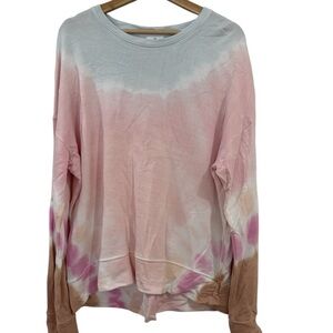 Pink and Brown Tie-Dye Women's Top